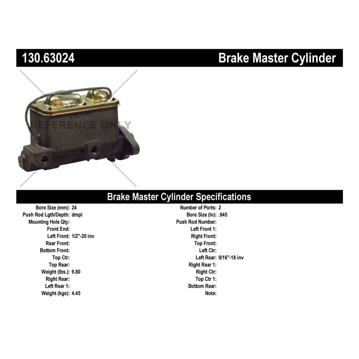 Stoptech Centric Premium Brake Master Cylinder 130.63024