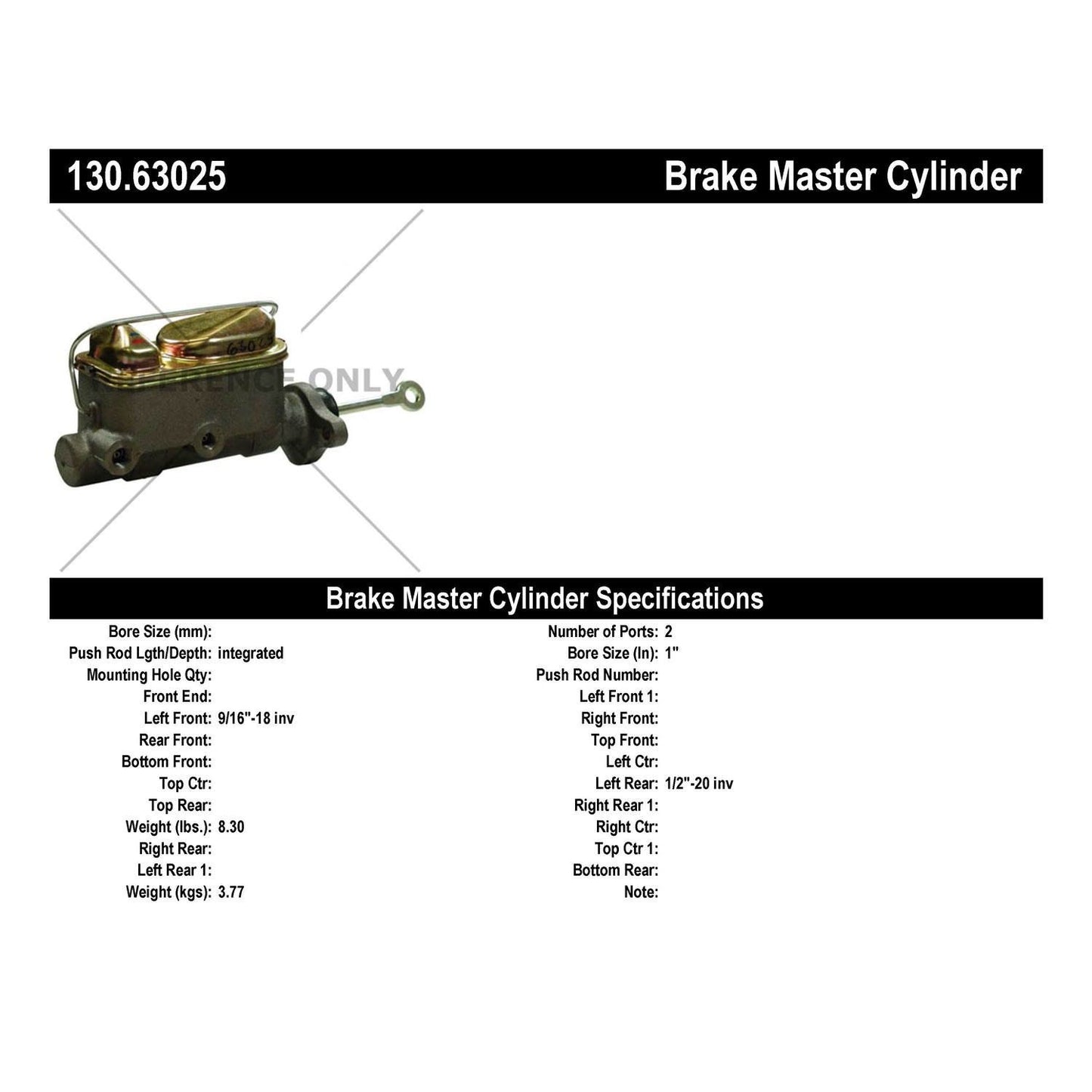 Centric Parts Brake Master Cylinder Premium for Jeep CJ5 1983-1978 CJ7 1983-1978 Scrambler 1983-1981 130.63025