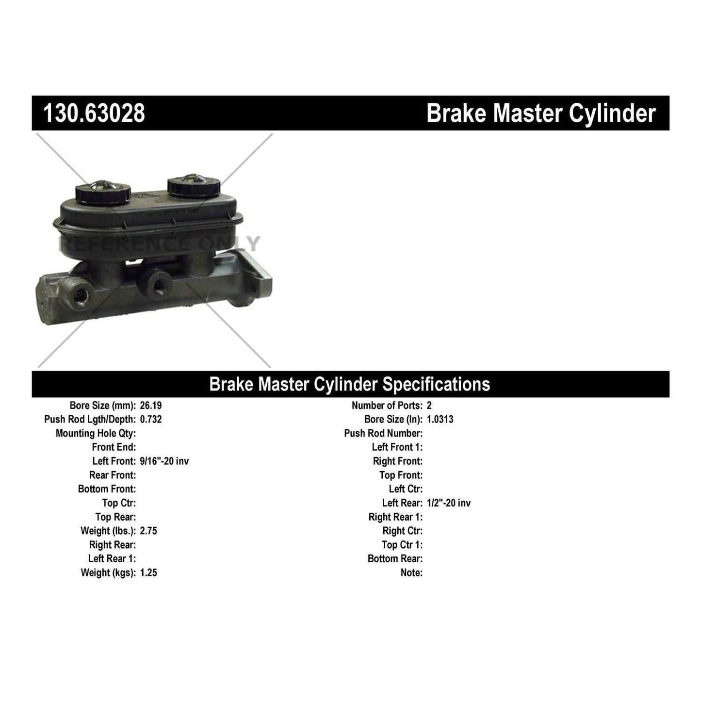Centric Parts Brake Master Cylinder Premium 130.63028