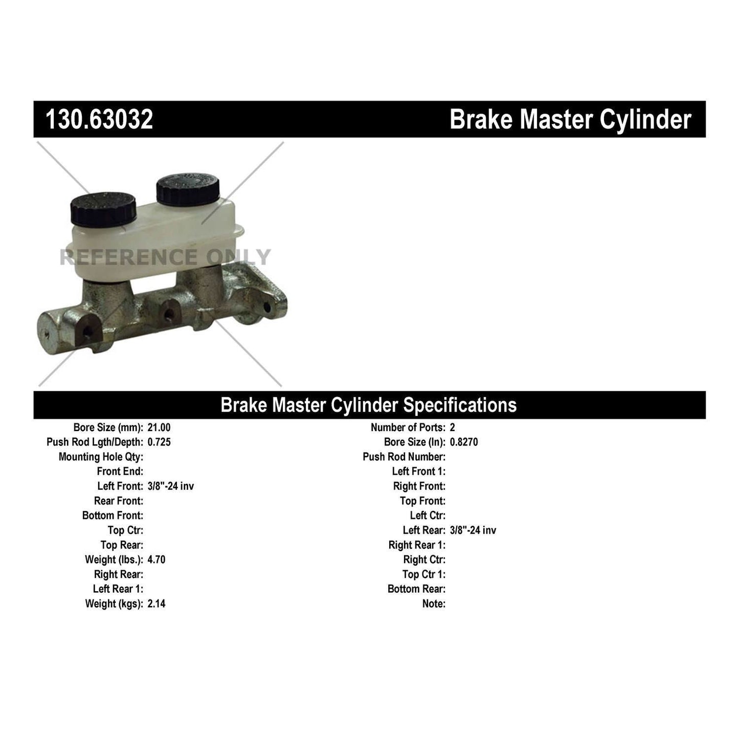 Centric Parts Brake Master Cylinder Premium 130.63032