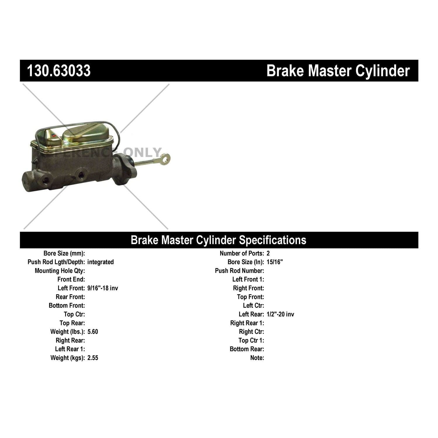 StopTech Premium Brake Master Cylinder 130.63033