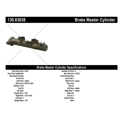 Centric Parts Brake Master Cylinder Premium 130.63038
