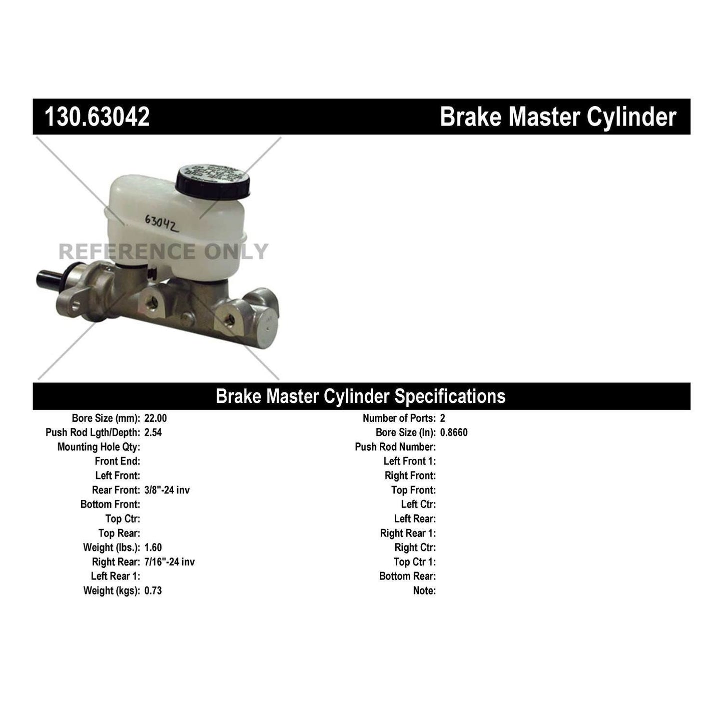 Centric Parts Brake Master Cylinder Premium 130.63042