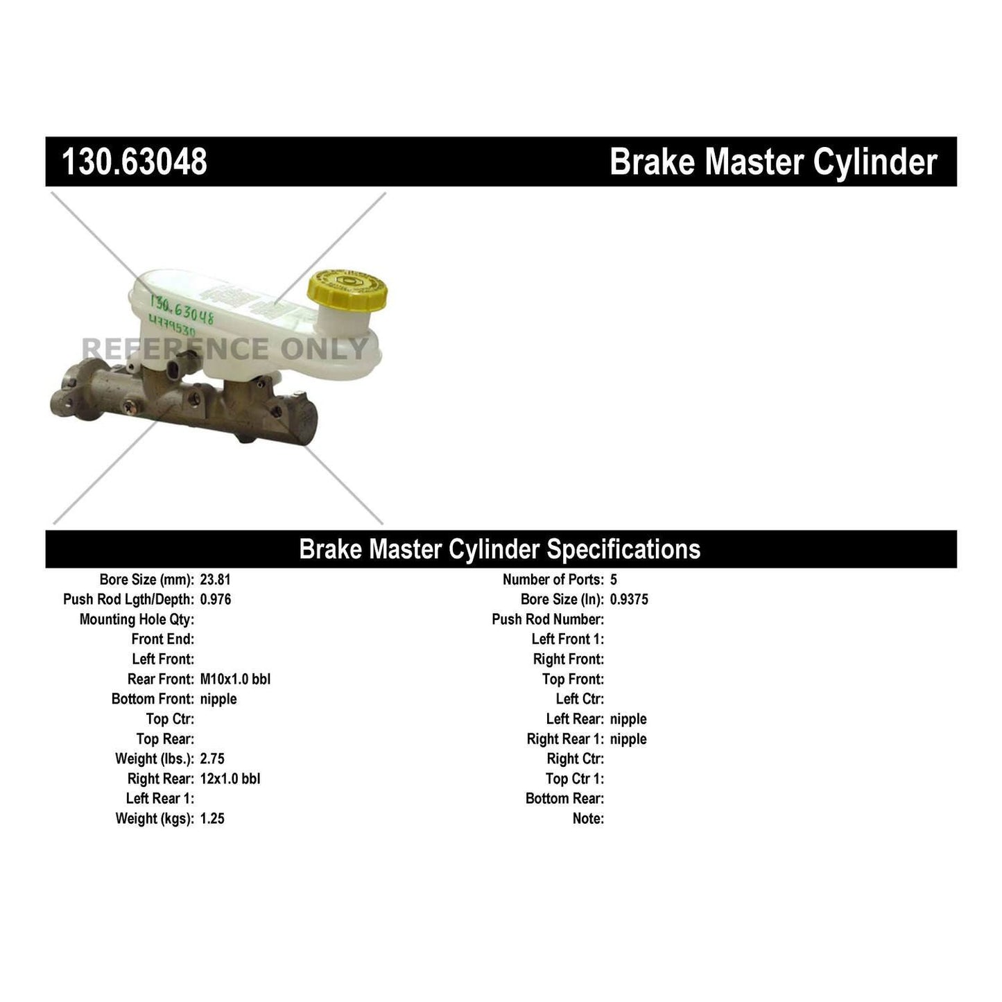 Stoptech Centric Premium Brake Master Cylinder 130.63048