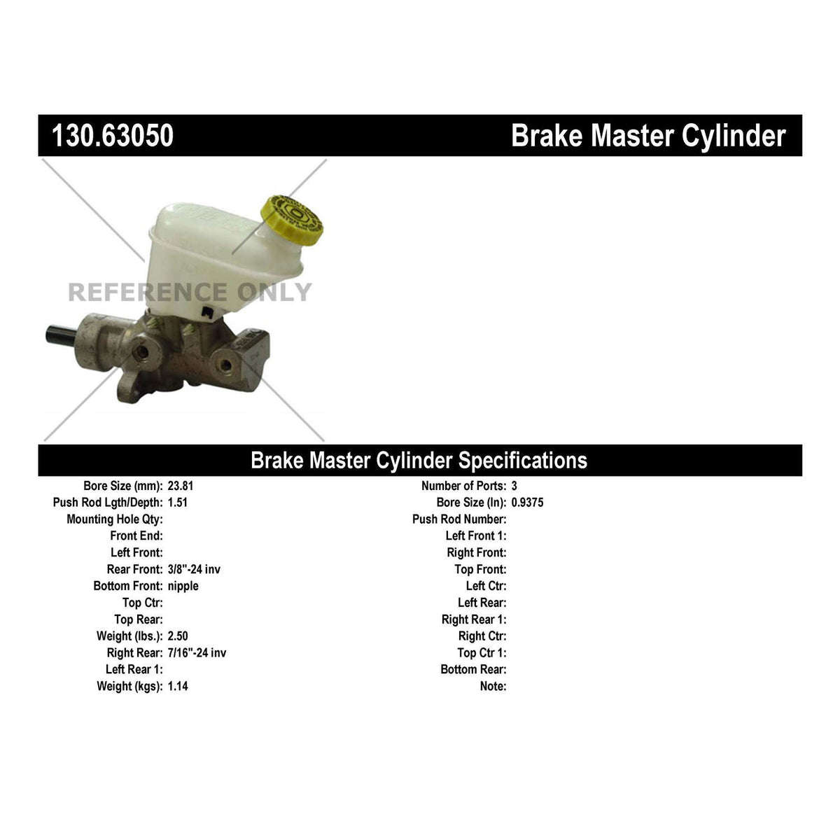 Centric Parts Premium Brake Master Cylinder 130.63050