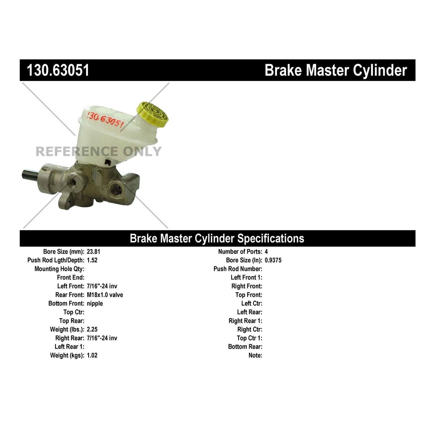 Centric Parts Premium Brake Master Cylinder 130.63051