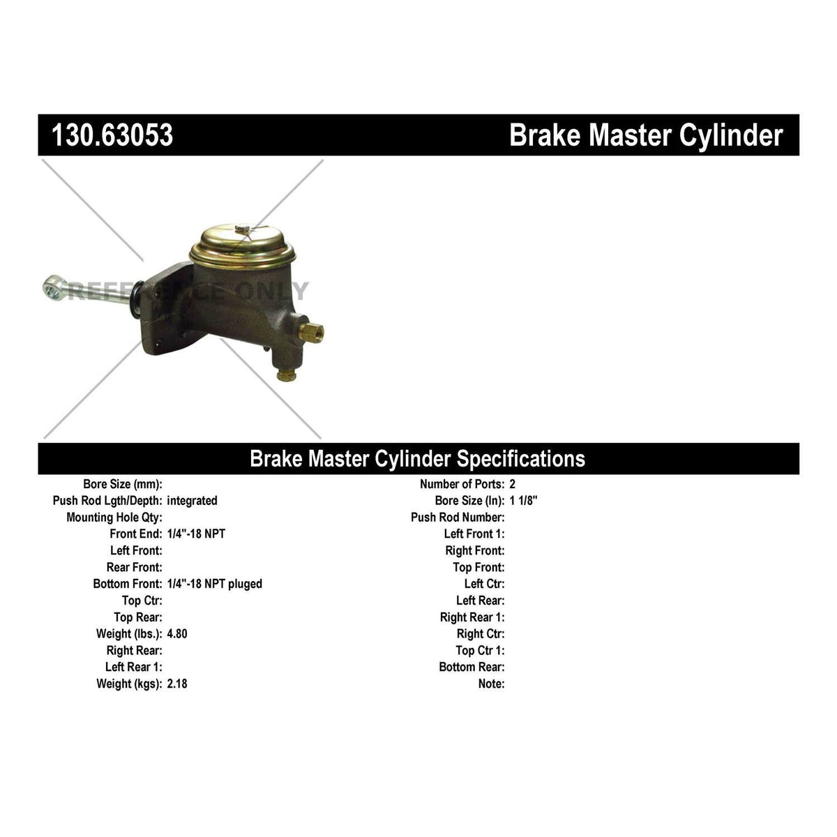 Centric Parts Brake Master Cylinder Premium 130.63053