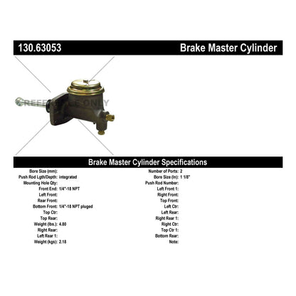 Centric Parts Brake Master Cylinder Premium 130.63053
