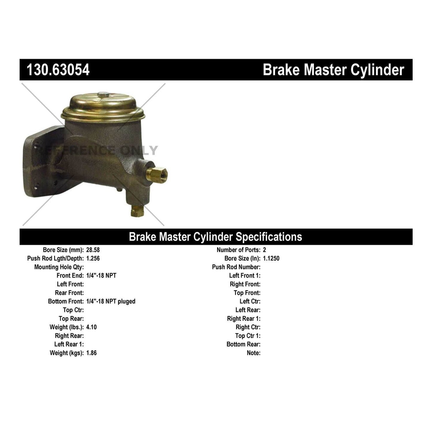 Stoptech Centric 1962 Chrysler Imperial/ New Yorker Premium Brake Master Cylinder 130.63054