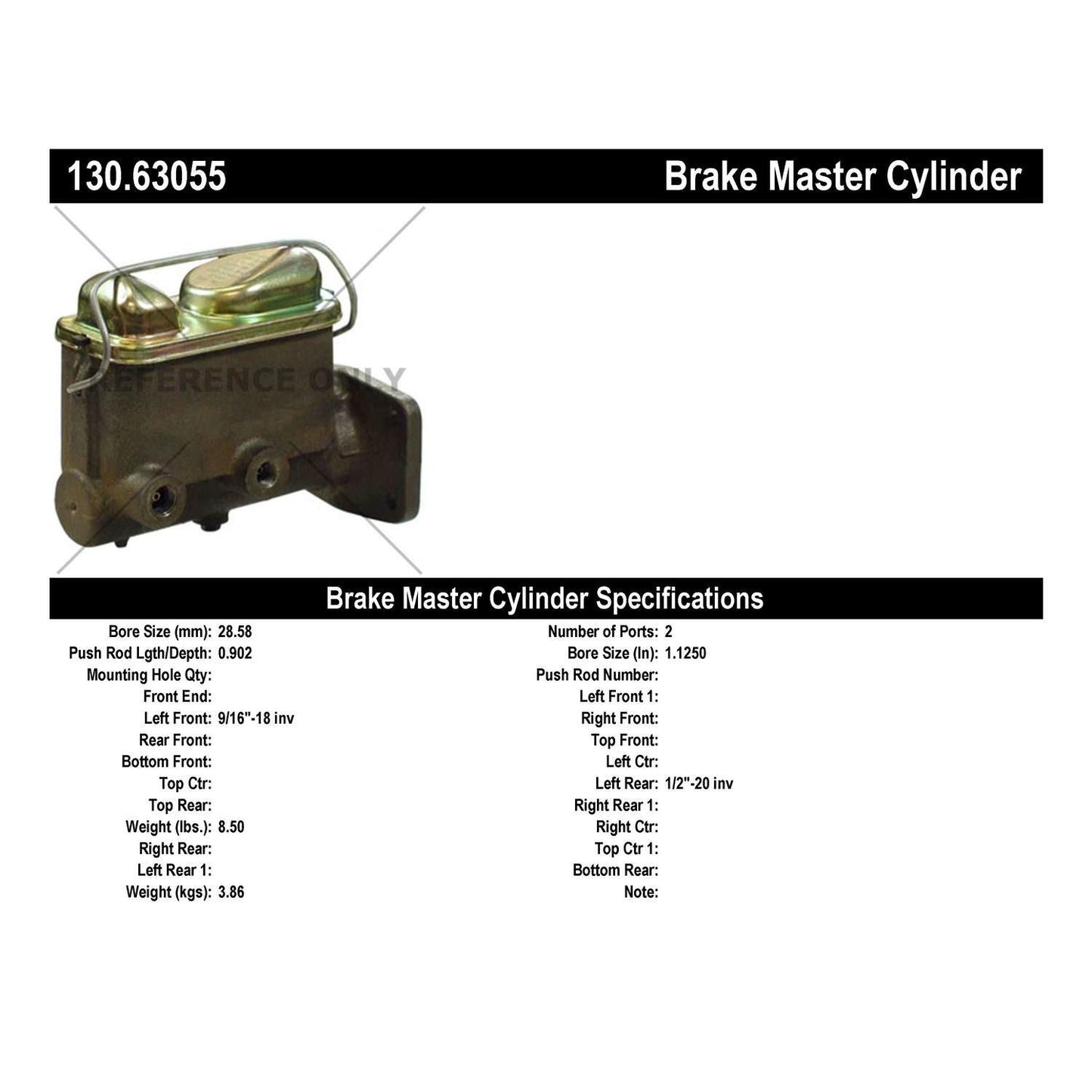 Centric Parts Brake Master Cylinder Premium 130.63055