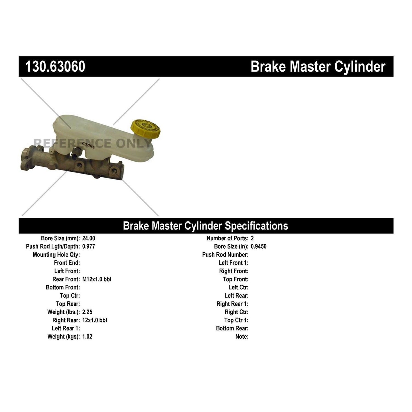 Centric Parts Brake Master Cylinder Premium 130.63060