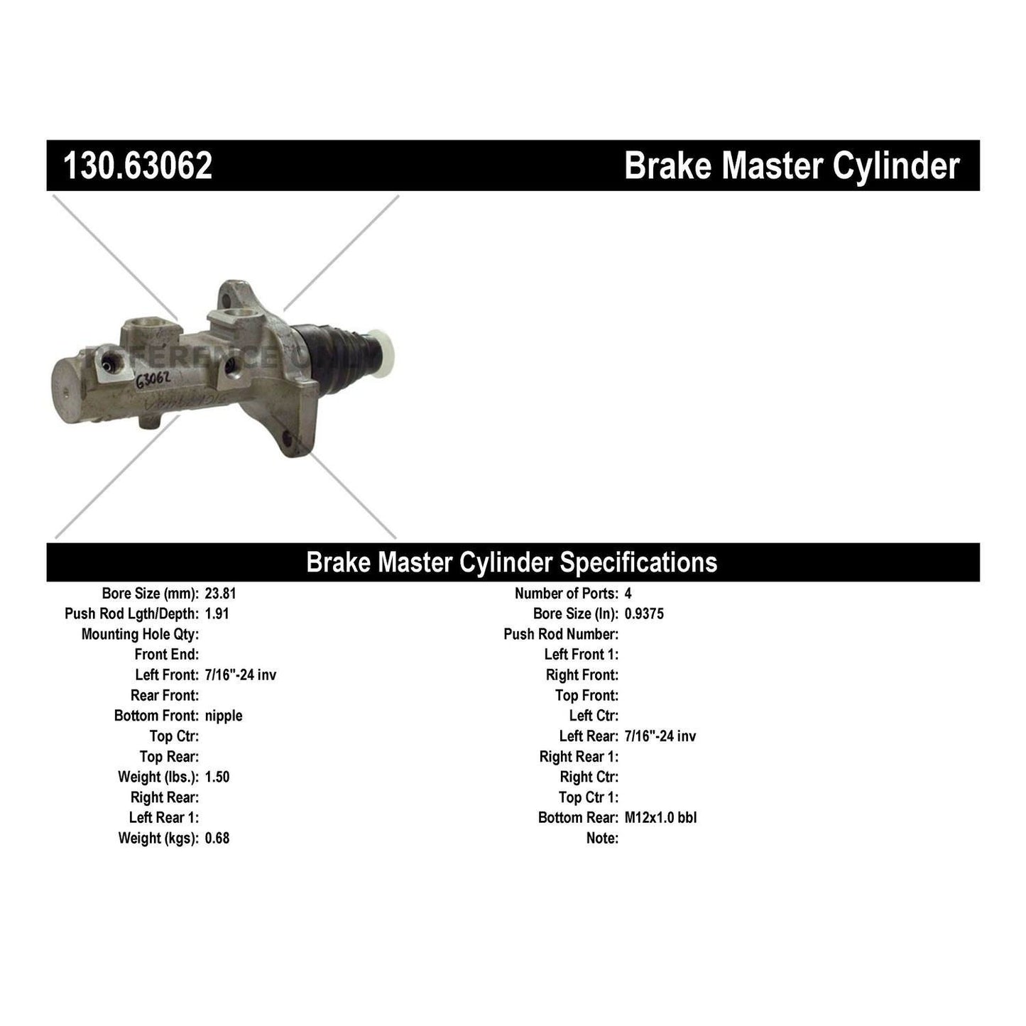 Centric Parts Brake Master Cylinder Premium 130.63062