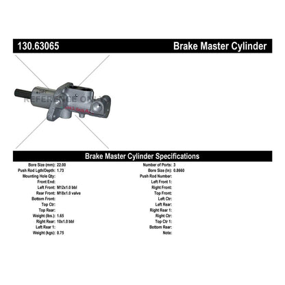 Centric Parts Premium Brake Master Cylinder 130.63065