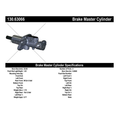 Centric Parts Premium Brake Master Cylinder 130.63066