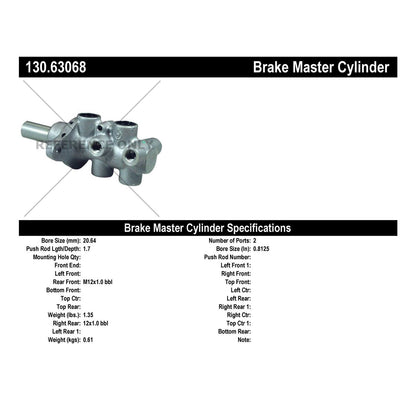 Centric Parts Brake Master Cylinder Premium 130.63068