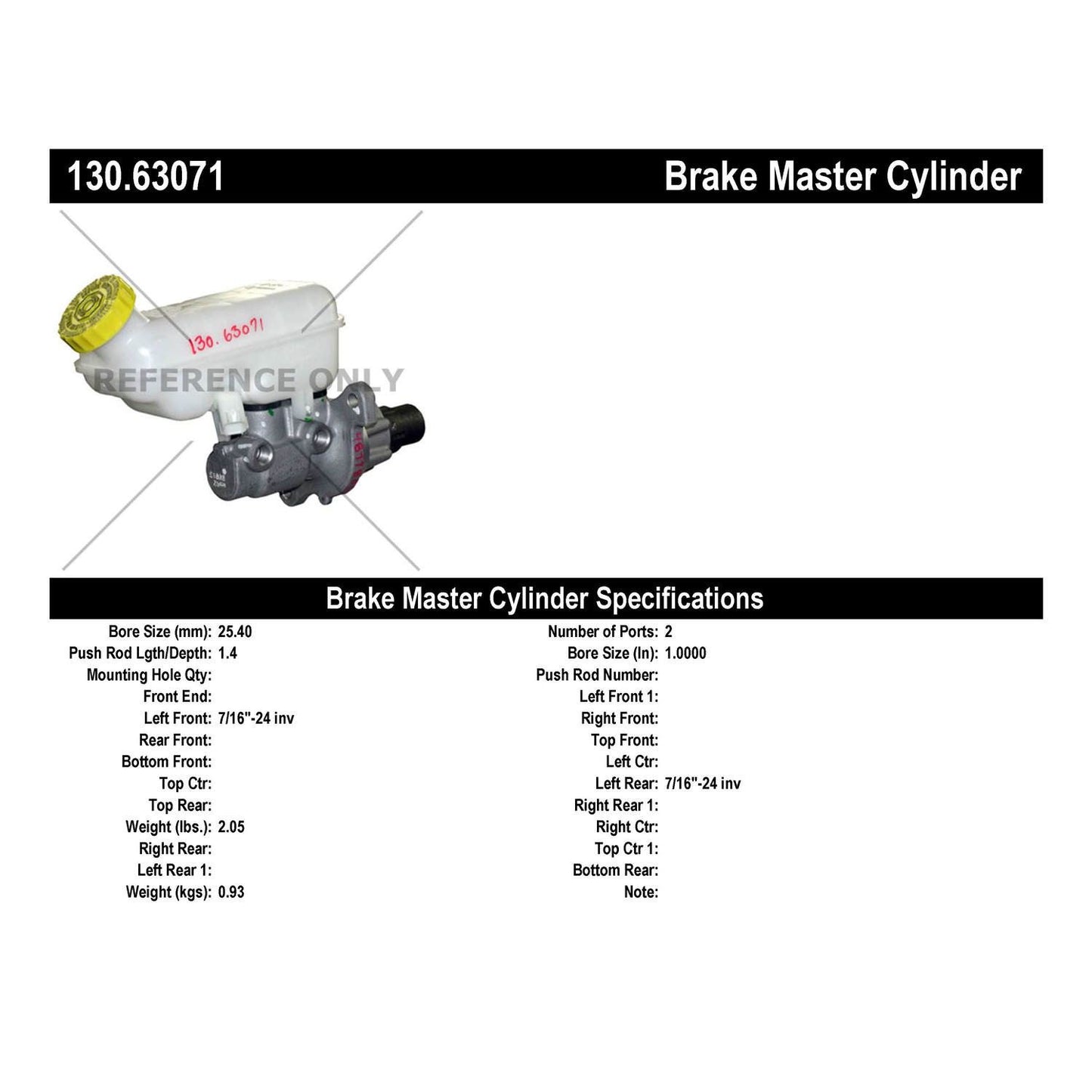 Centric Parts Premium Brake Master Cylinder 130.63071