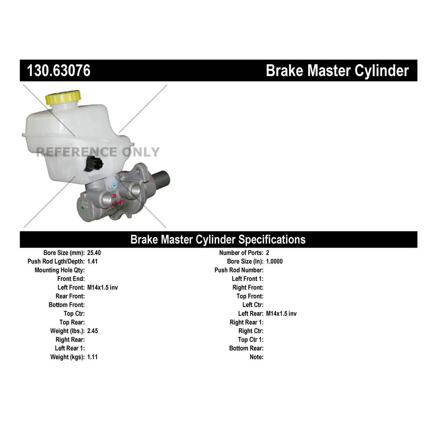 Centric Parts Premium Brake Master Cylinder 130.63076