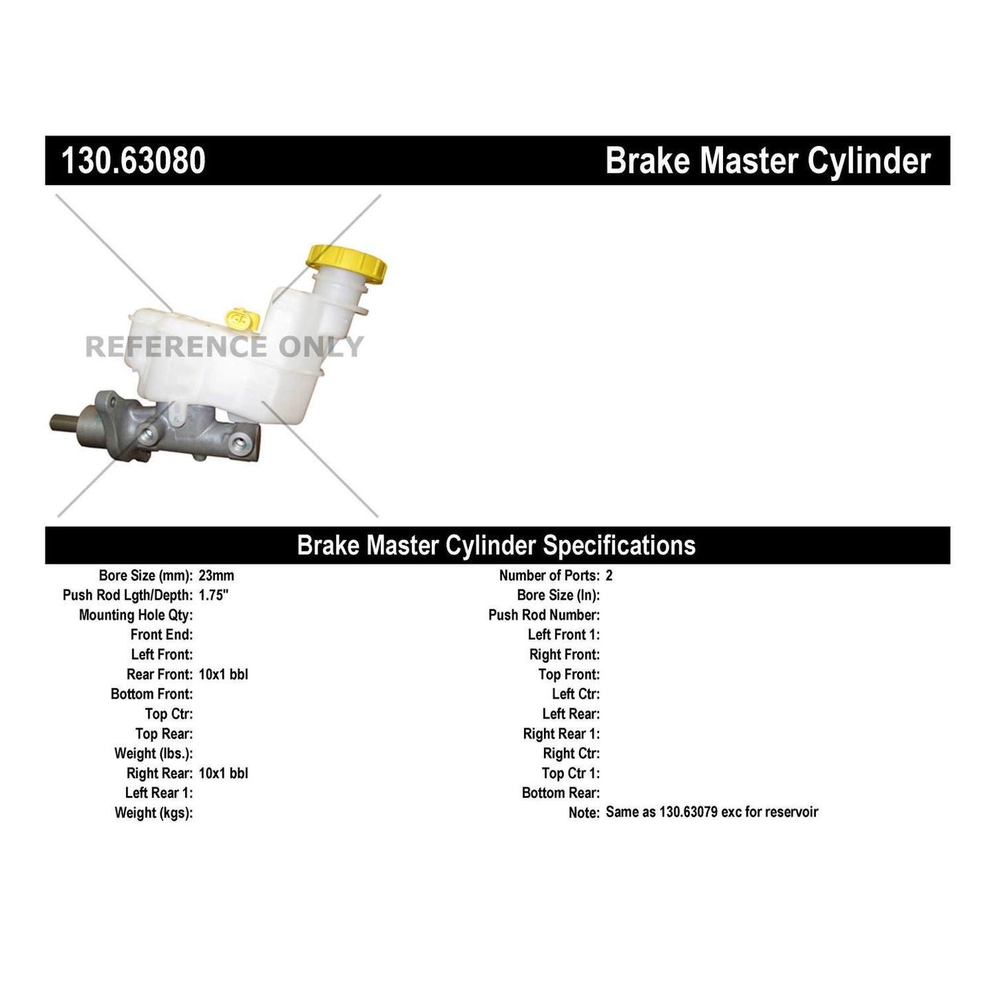 Centric Parts Brake Master Cylinder Premium for OEM fit 130.63080