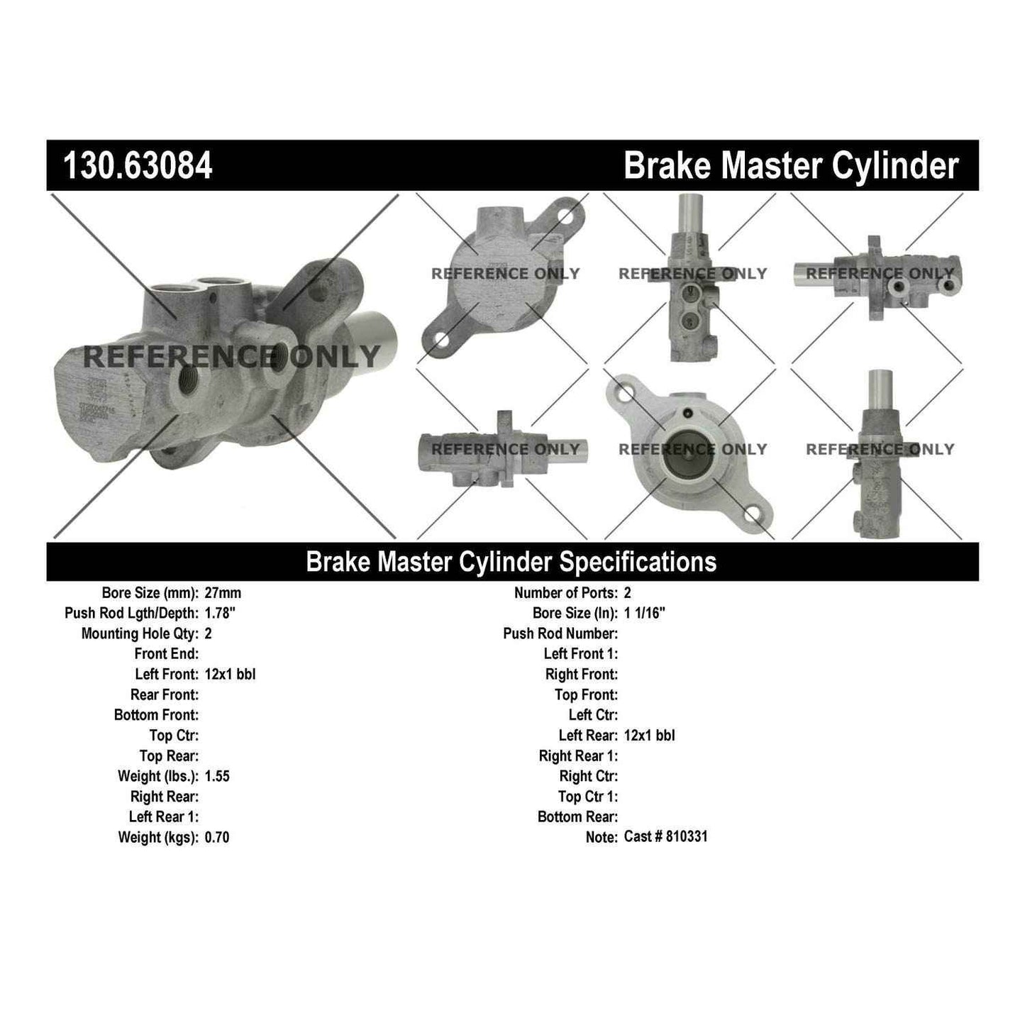Centric Parts Premium Brake Master Cylinder 130.63084