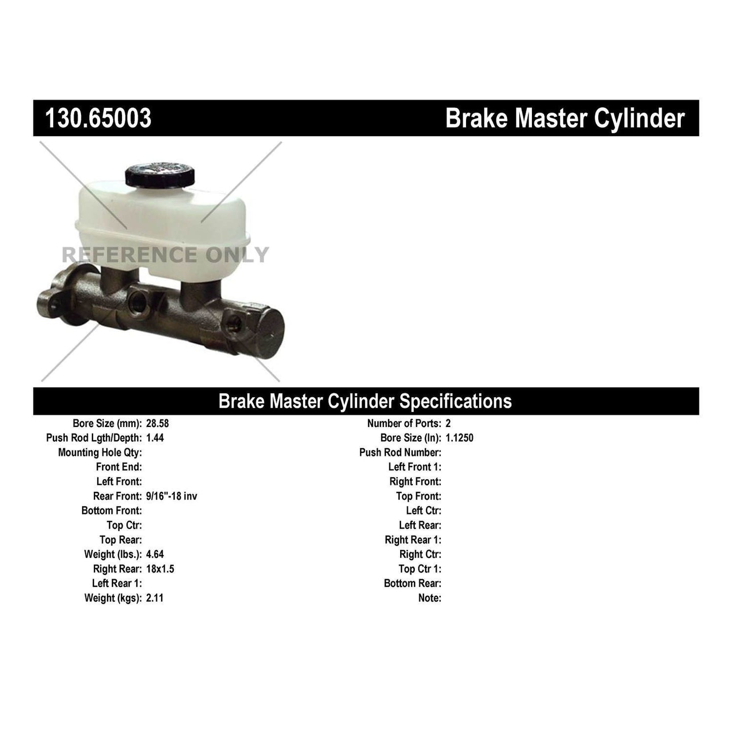 Centric Parts Premium Brake Master Cylinder 130.65003