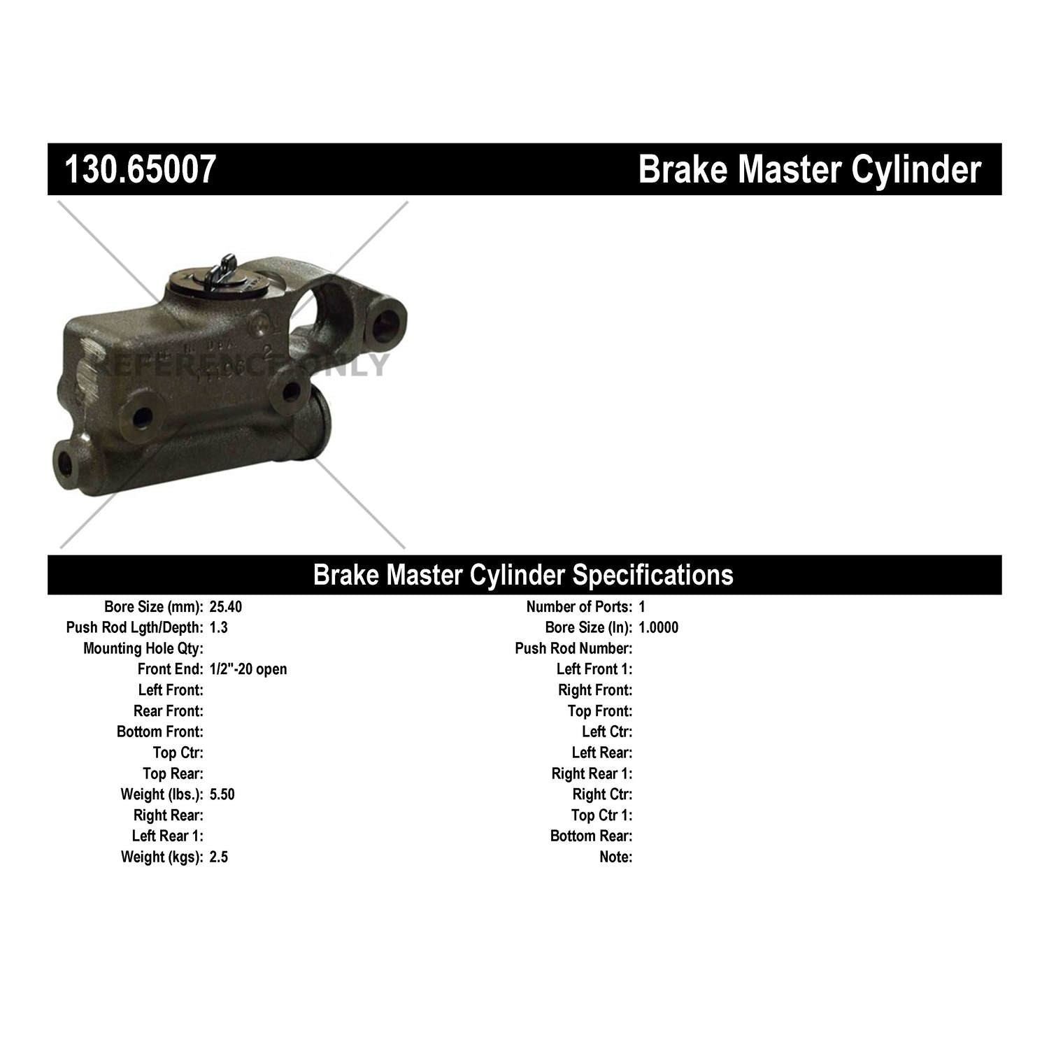 Centric Parts Premium Brake Master Cylinder 130.65007