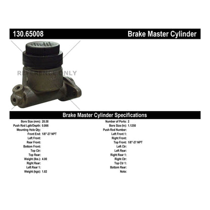 Centric Parts Brake Master Cylinder Premium 130.65008