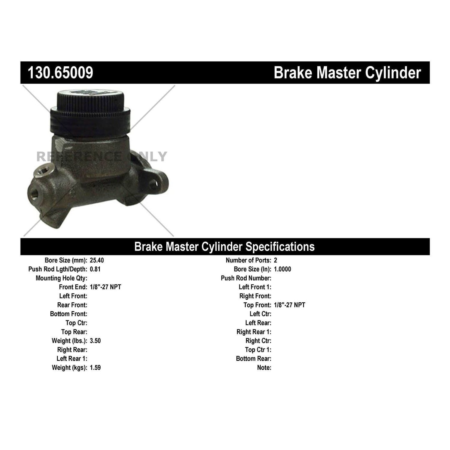 Centric Parts Brake Master Cylinder Premium 130.65009
