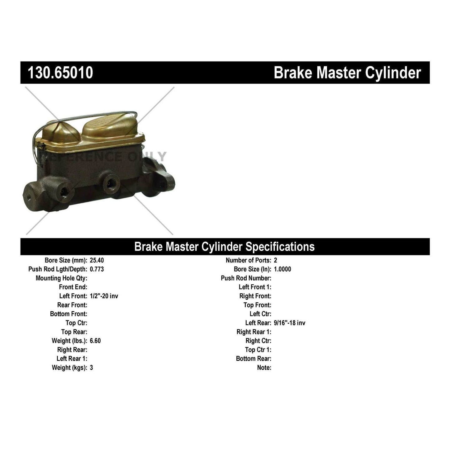 Stoptech Centric Premium Brake Master Cylinder 130.65010