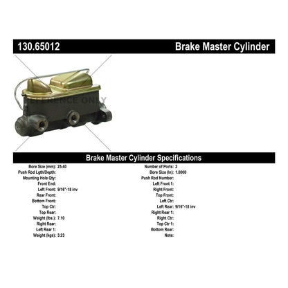 Centric Parts Brake Master Cylinder Premium 130.65012