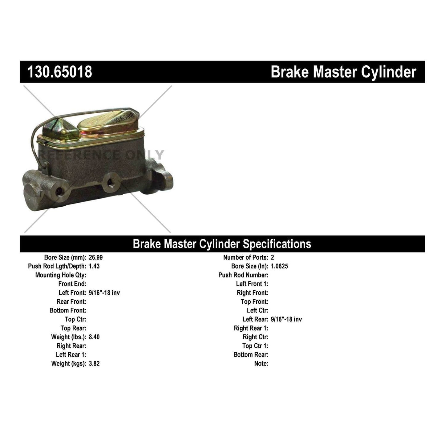 Centric Parts Brake Master Cylinder Premium 130.65018