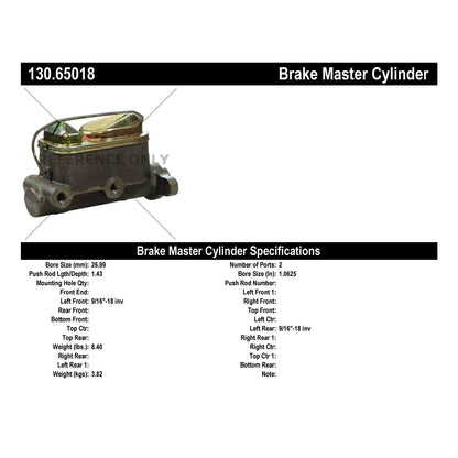 Centric Parts Brake Master Cylinder Premium 130.65018