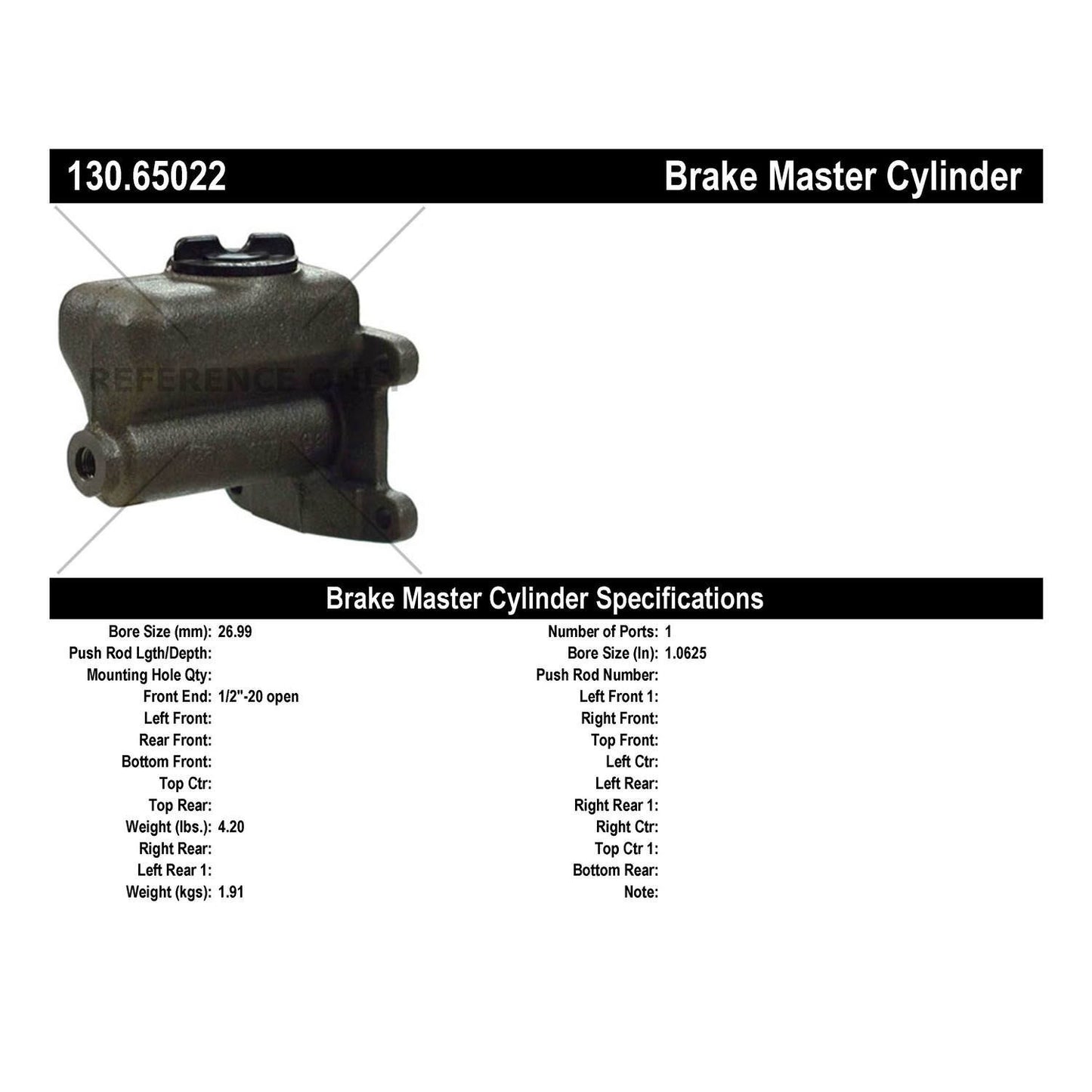 Centric Parts Brake Master Cylinder Premium for OEM fit 130.65022