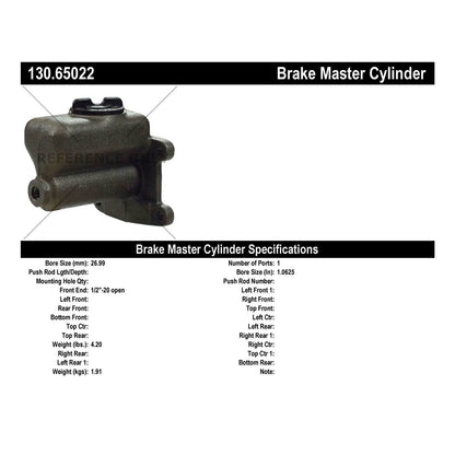 Centric Parts Brake Master Cylinder Premium for OEM fit 130.65022