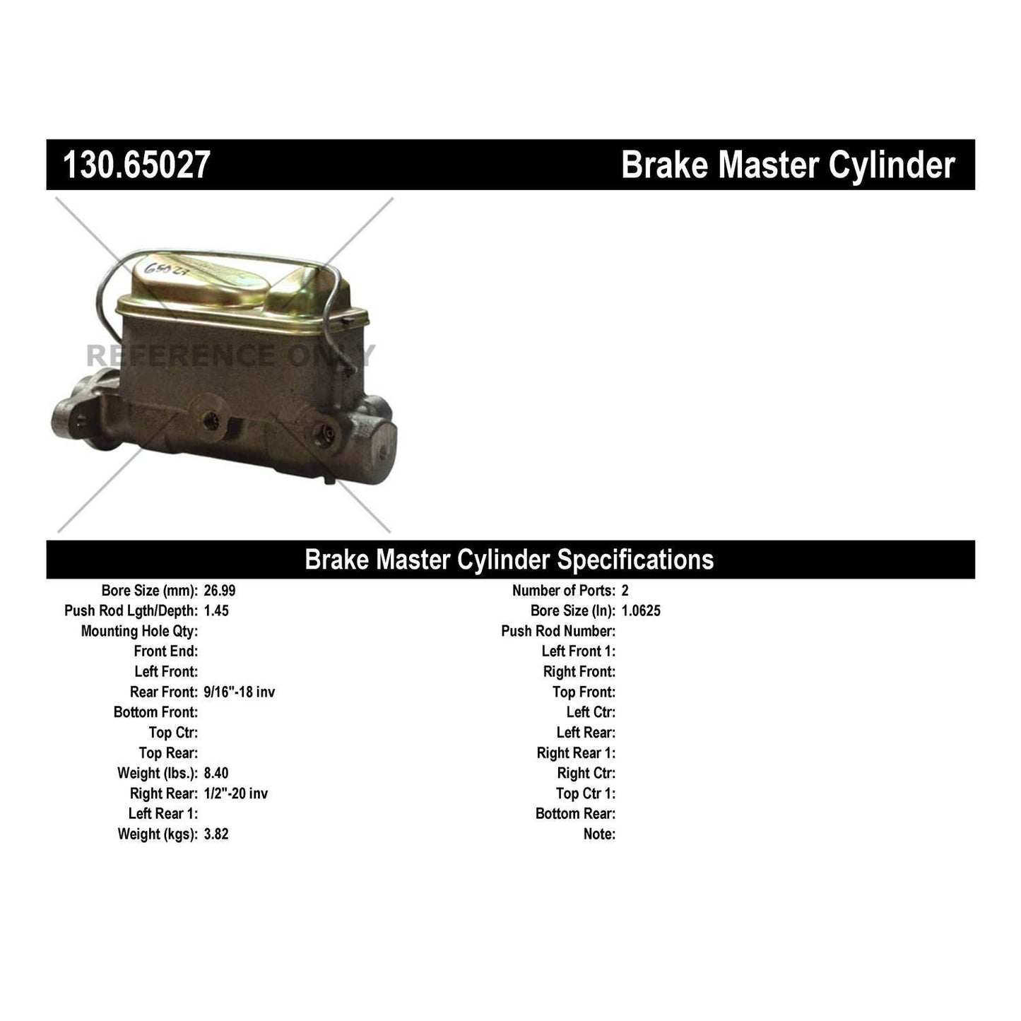 Centric Parts Brake Master Cylinder Premium 130.65027