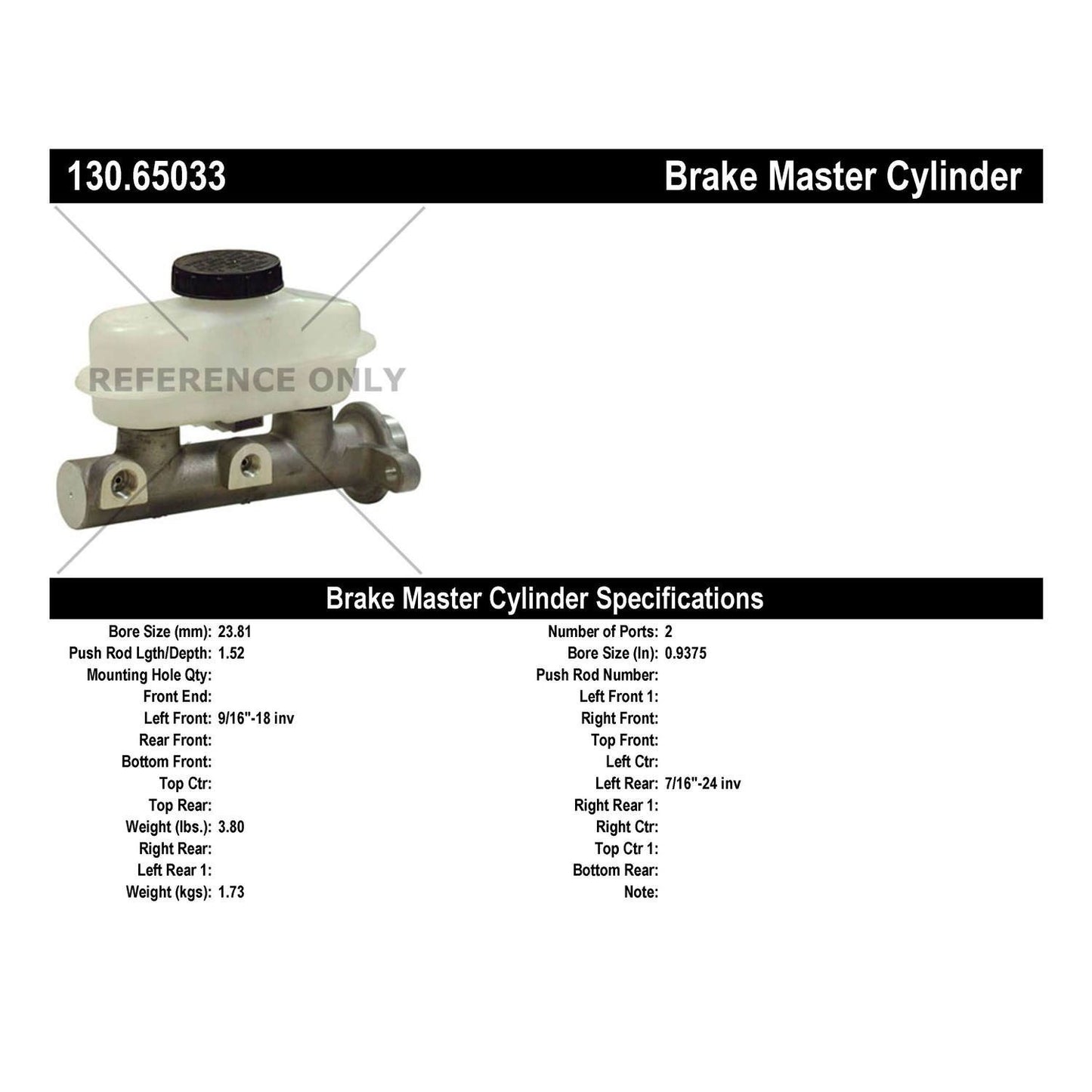 Stoptech Centric Premium Brake Master Cylinder 130.65033