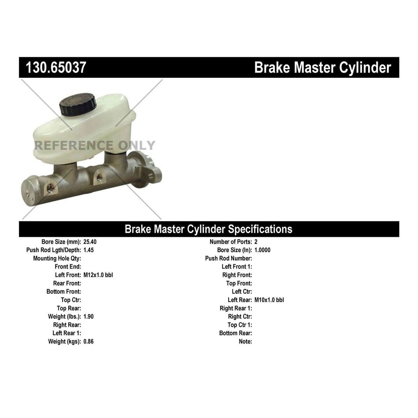 Centric Parts Brake Master Cylinder Premium 130.65037