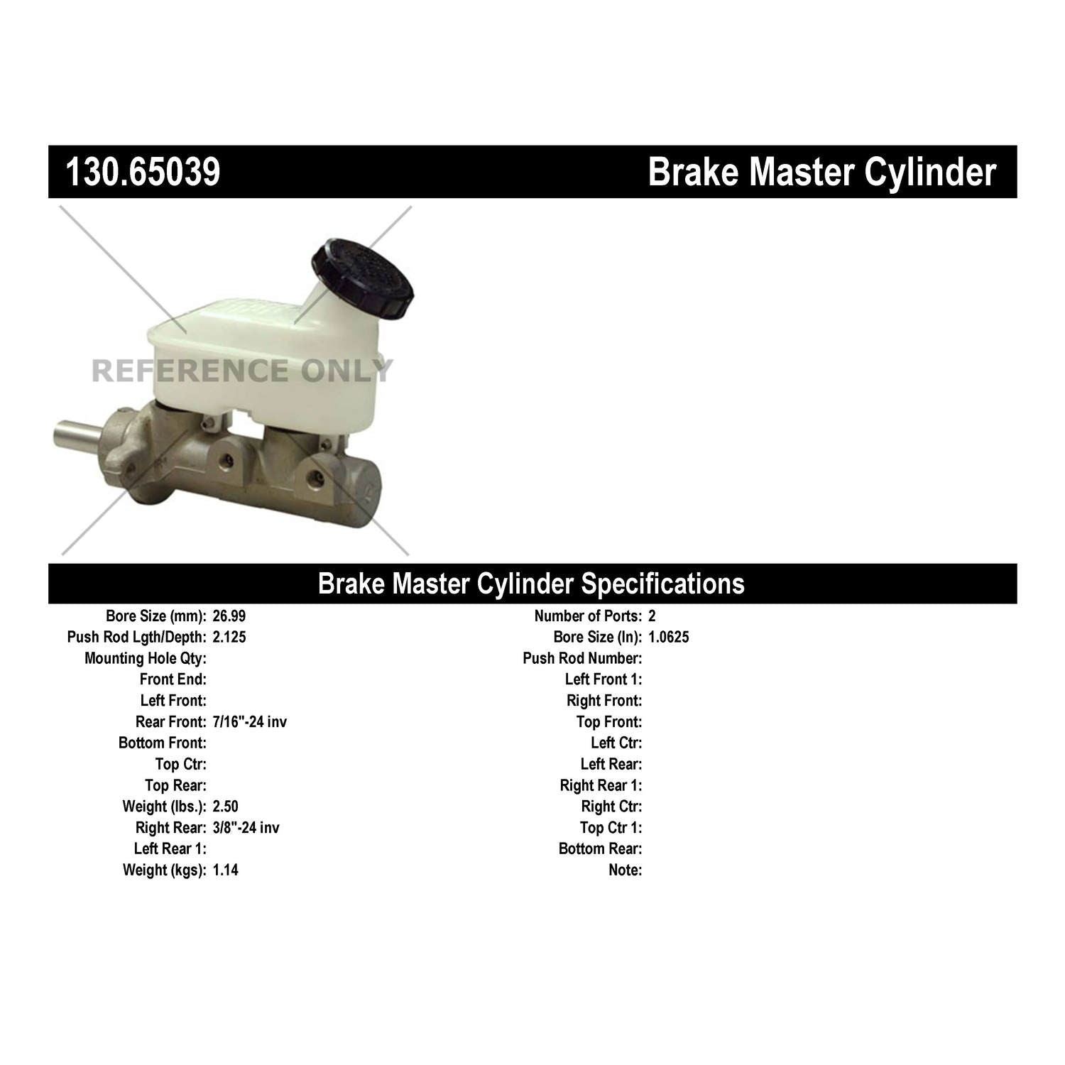 Centric Parts Premium Brake Master Cylinder 130.65039