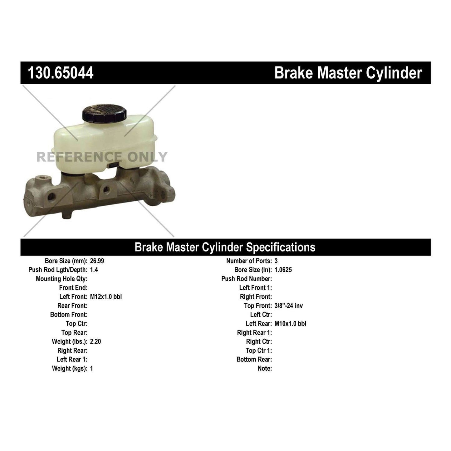 Centric Parts Premium Brake Master Cylinder 130.65044