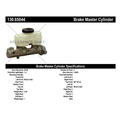 Centric Parts Brake Master Cylinder Premium with Original Aluminum Casting Body Design 130.65044
