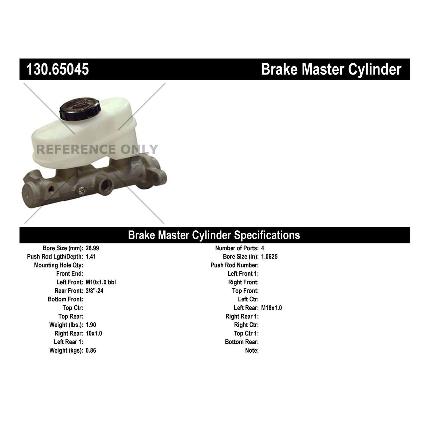 Centric Parts Brake Master Cylinder Premium 130.65045