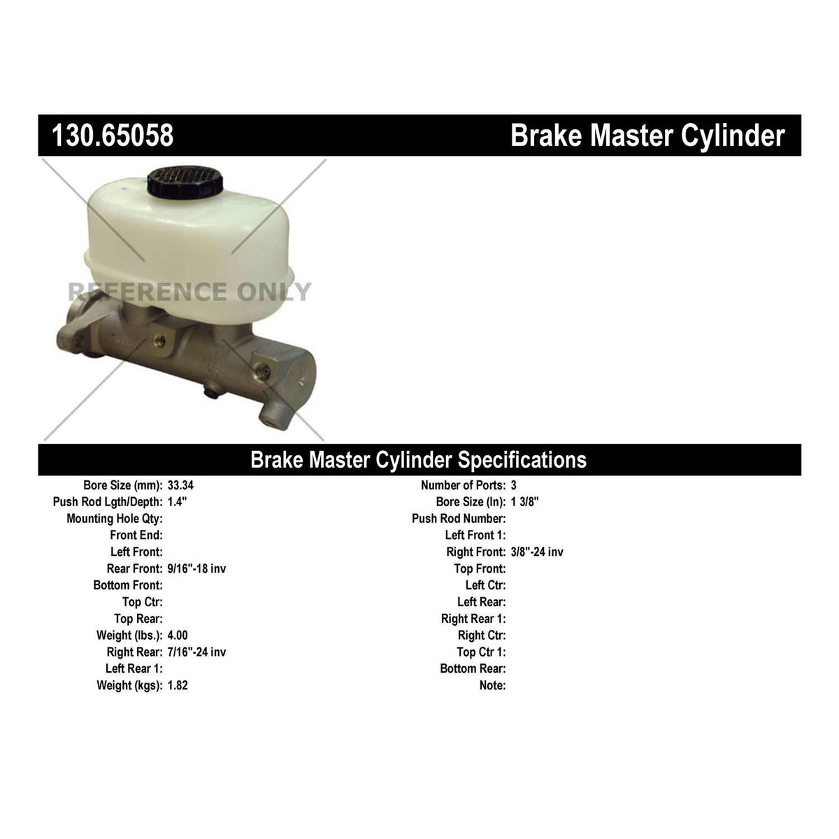 Centric Parts Premium Brake Master Cylinder 130.65058