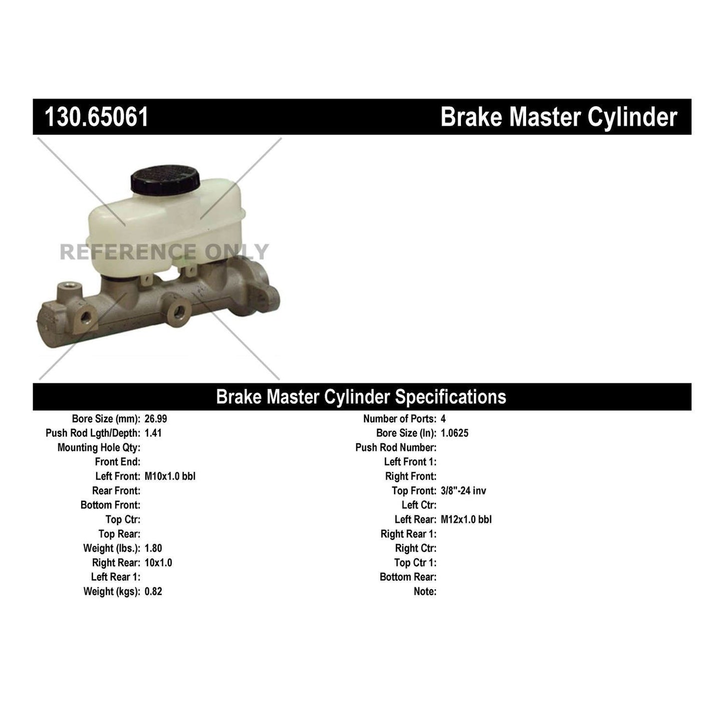 Centric Parts Brake Master Cylinder Premium 130.65061