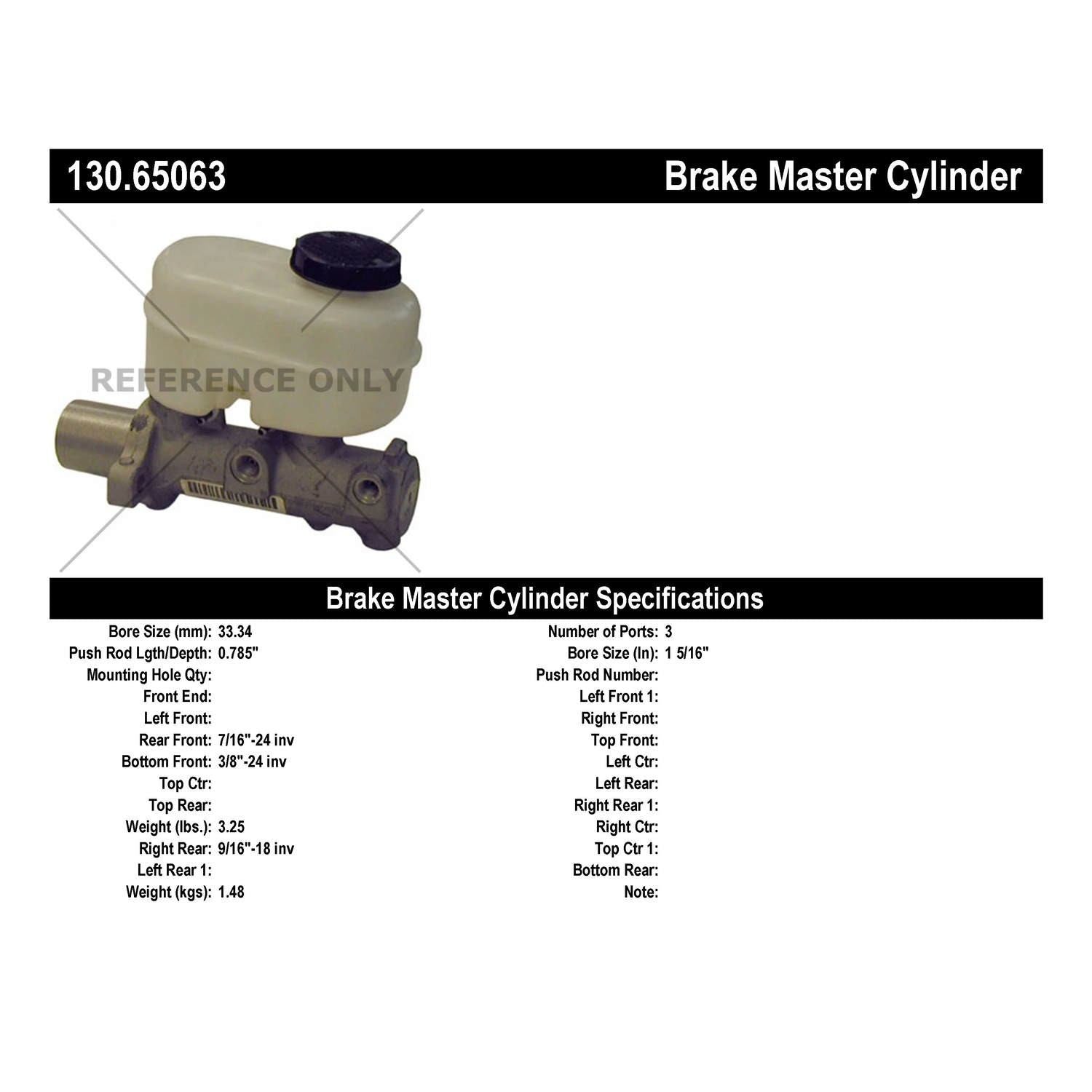 StopTech Premium Brake Master Cylinder 130.65063