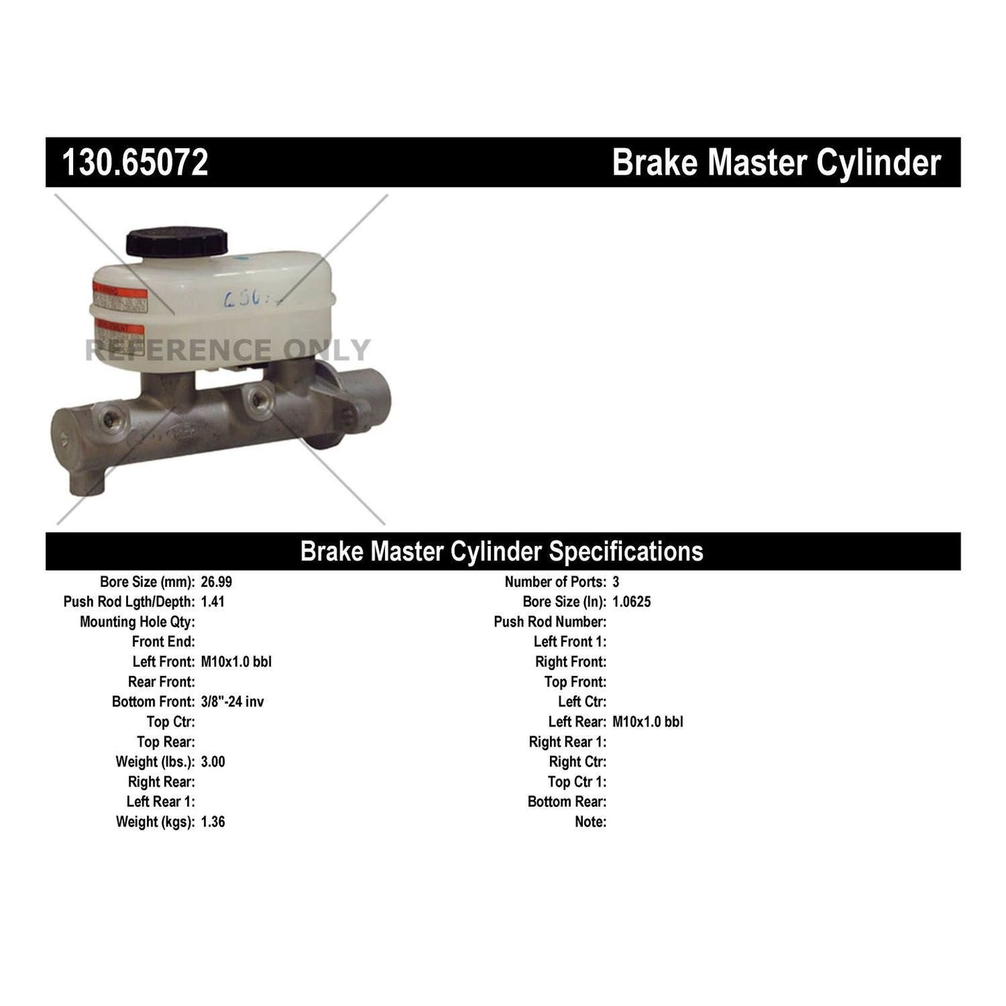 Centric Parts Brake Master Cylinder Premium 130.65072