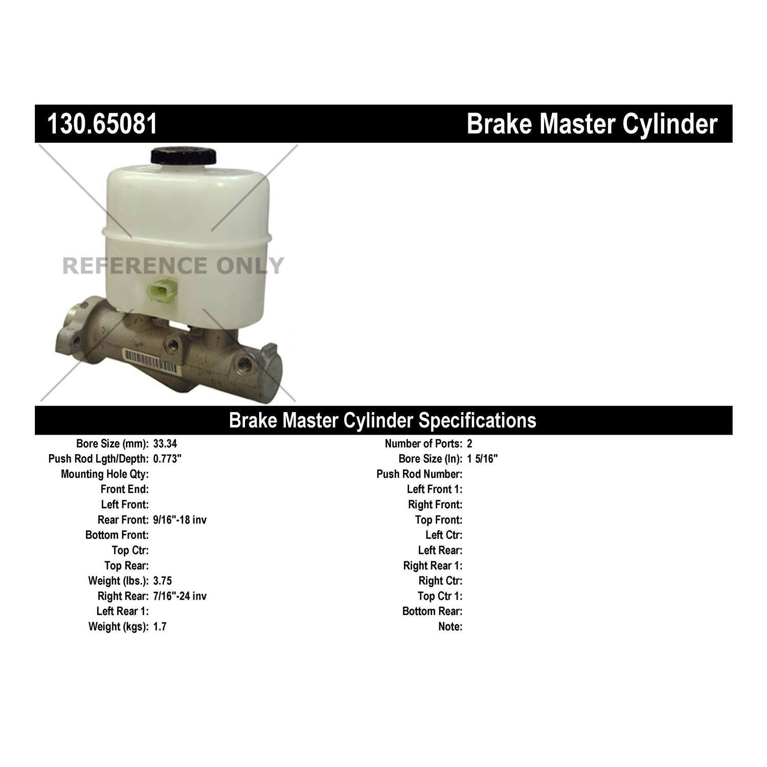 StopTech Premium Brake Master Cylinder 130.65081