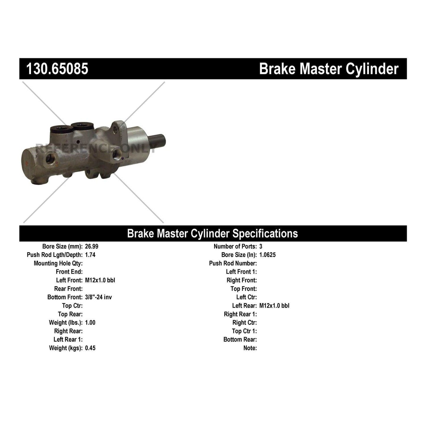 Centric Parts Brake Master Cylinder Premium 130.65085