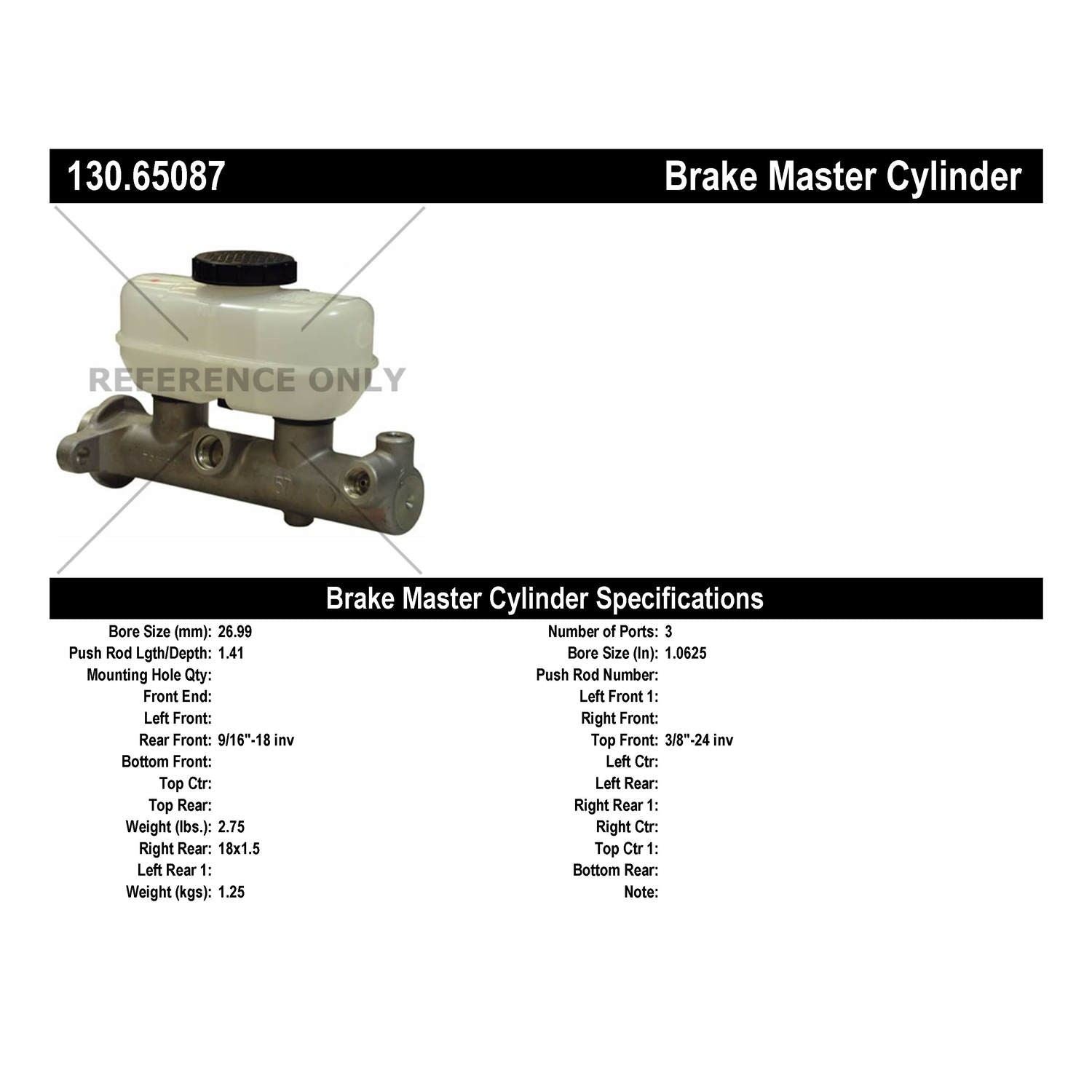 StopTech Premium Brake Master Cylinder 130.65087