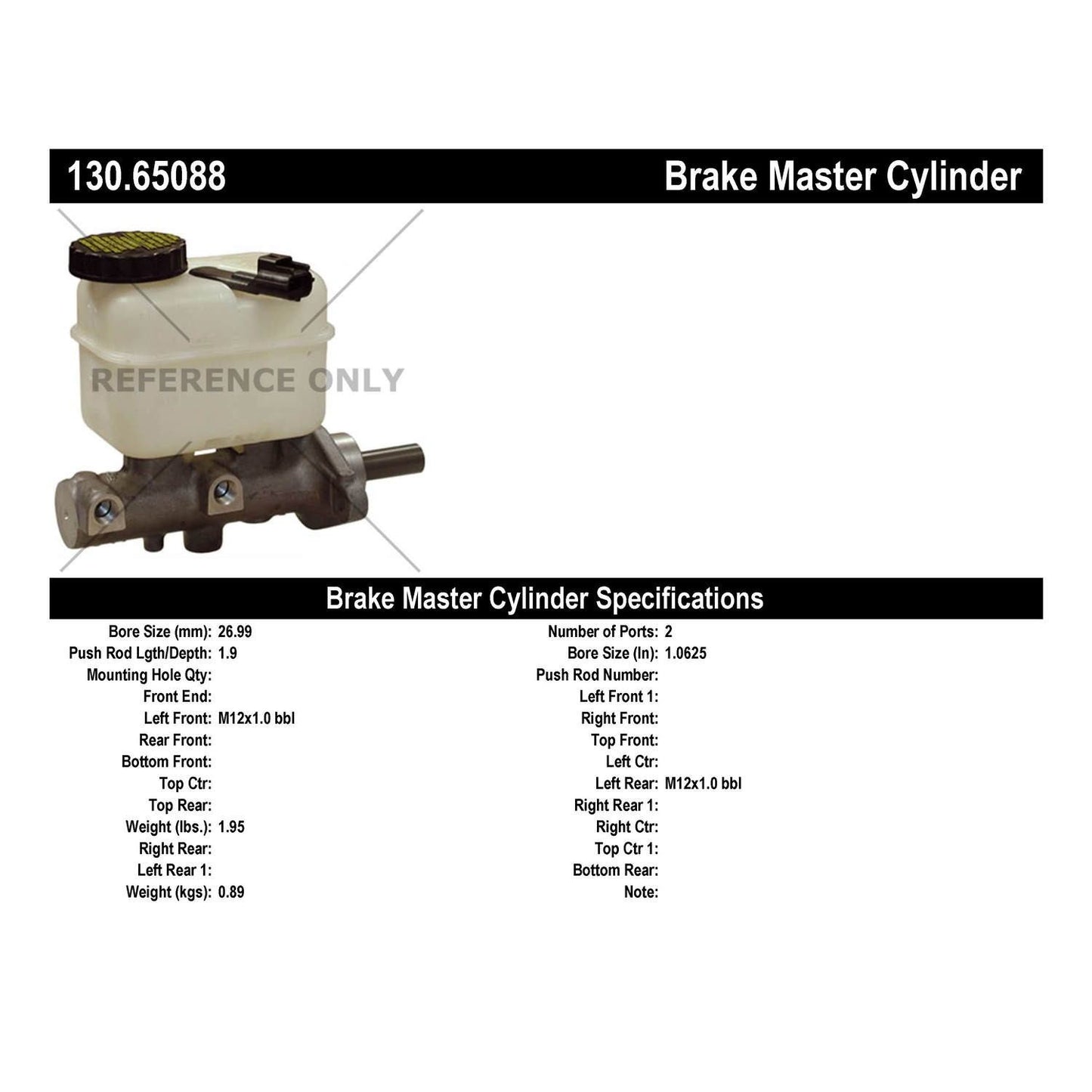 Centric Parts Premium Brake Master Cylinder 130.65088