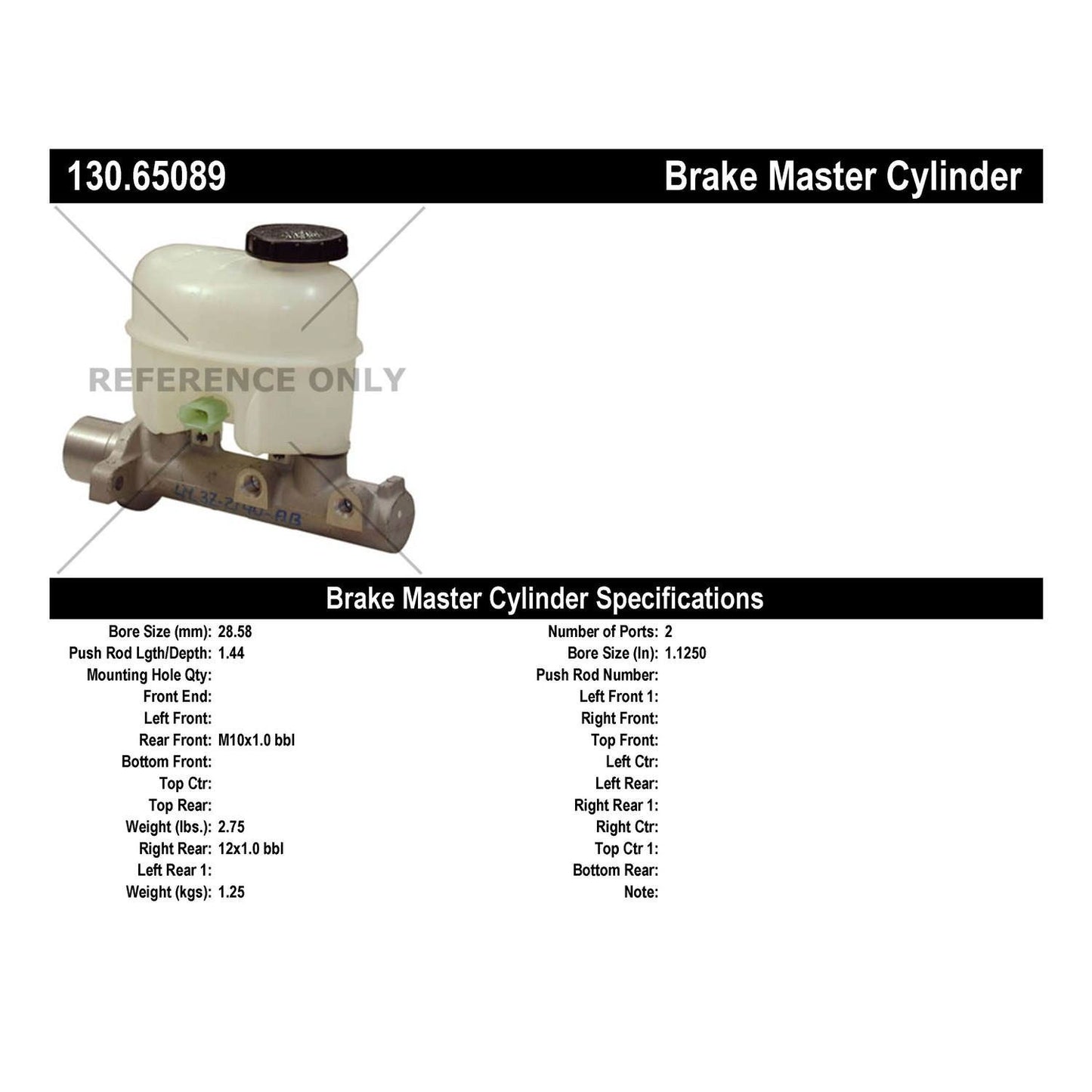 Centric Parts Premium Brake Master Cylinder 130.65089