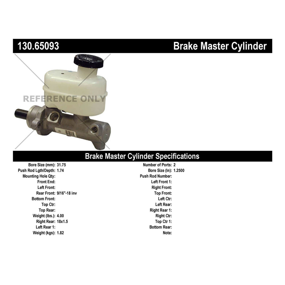 Centric Parts Premium Brake Master Cylinder 130.65093